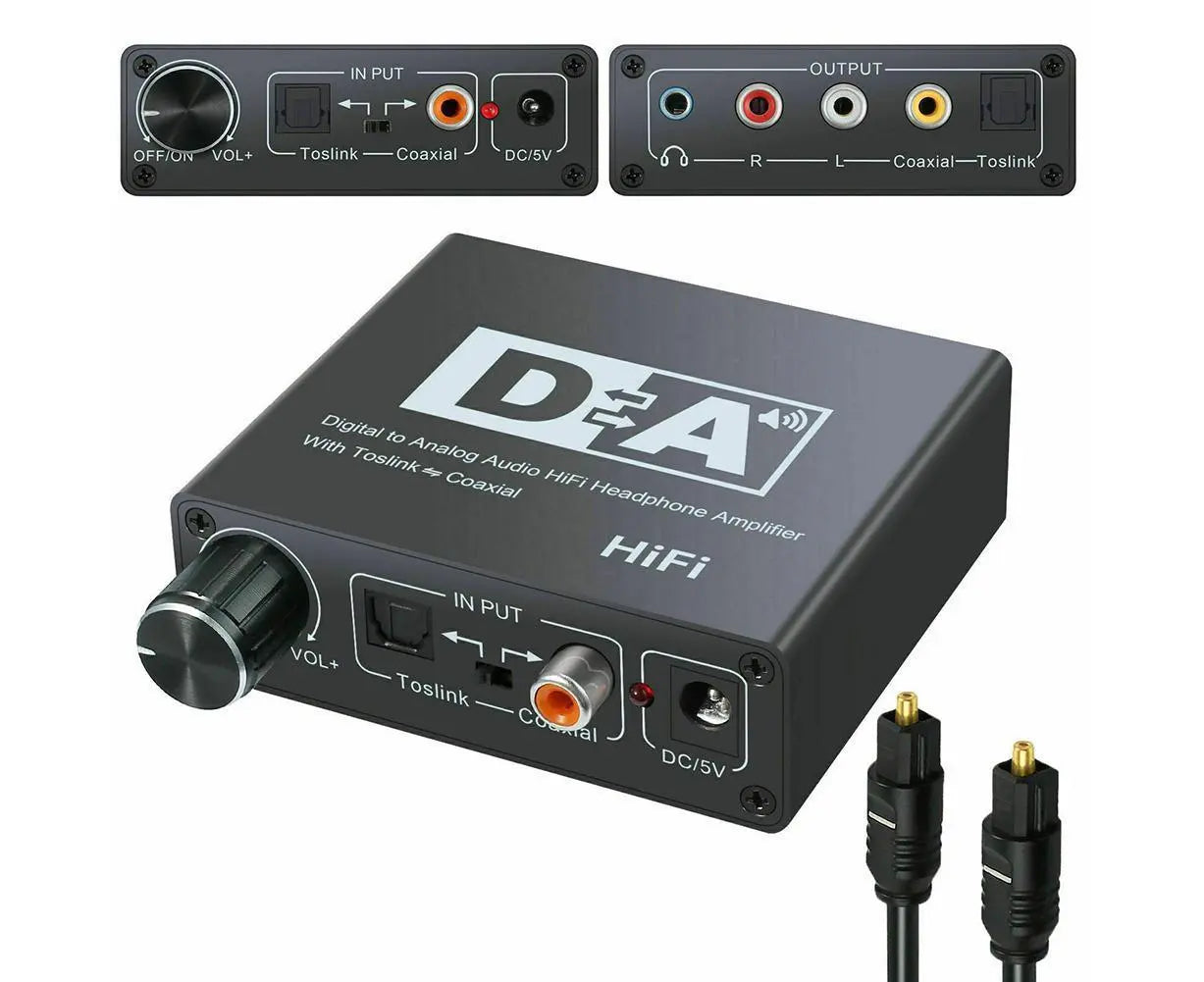 192KHz Digital Coaxial to Analog R/L RCA 3.5mm Jack HiFi Audio Converter Adapter Wholesale Hub