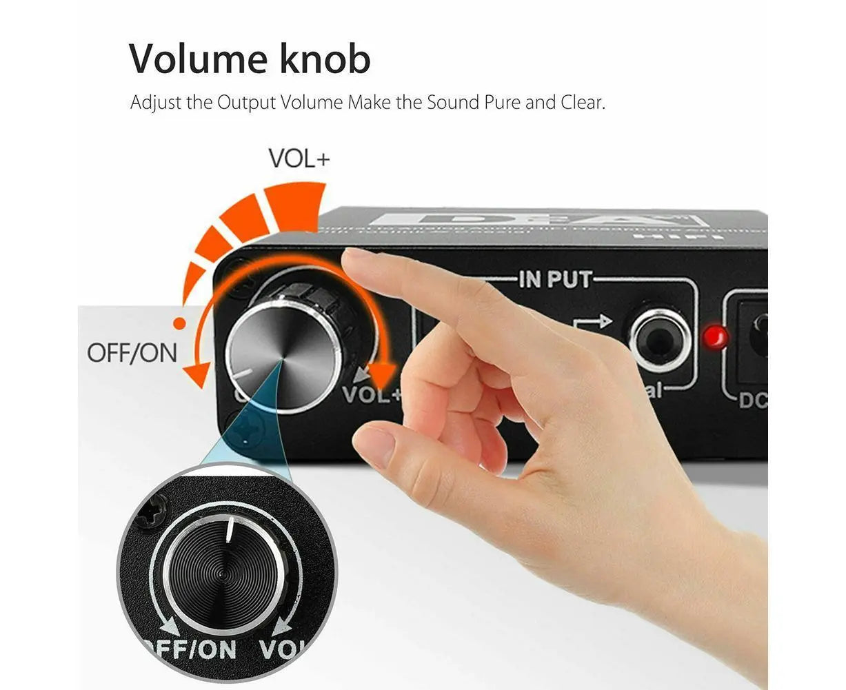 192KHz Digital Coaxial to Analog R/L RCA 3.5mm Jack HiFi Audio Converter Adapter Wholesale Hub