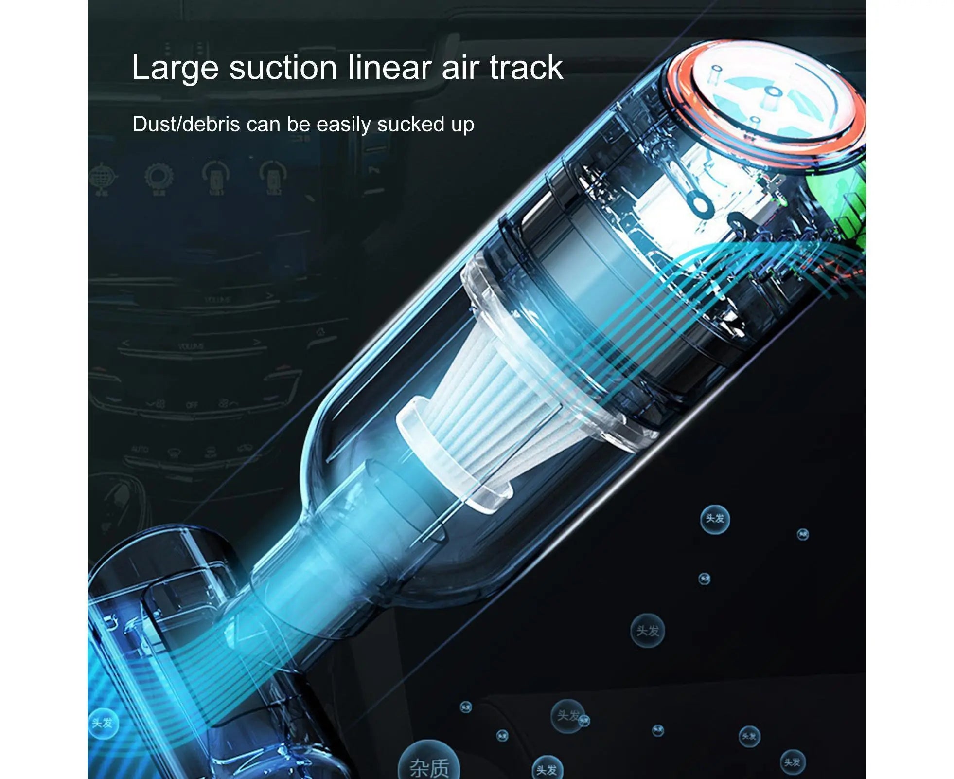 Car Vacuum Cleaner Wireless Strong Suction ABS Low Noise One Hand Operation Dust Remover for Auto Black Wholesale Hub