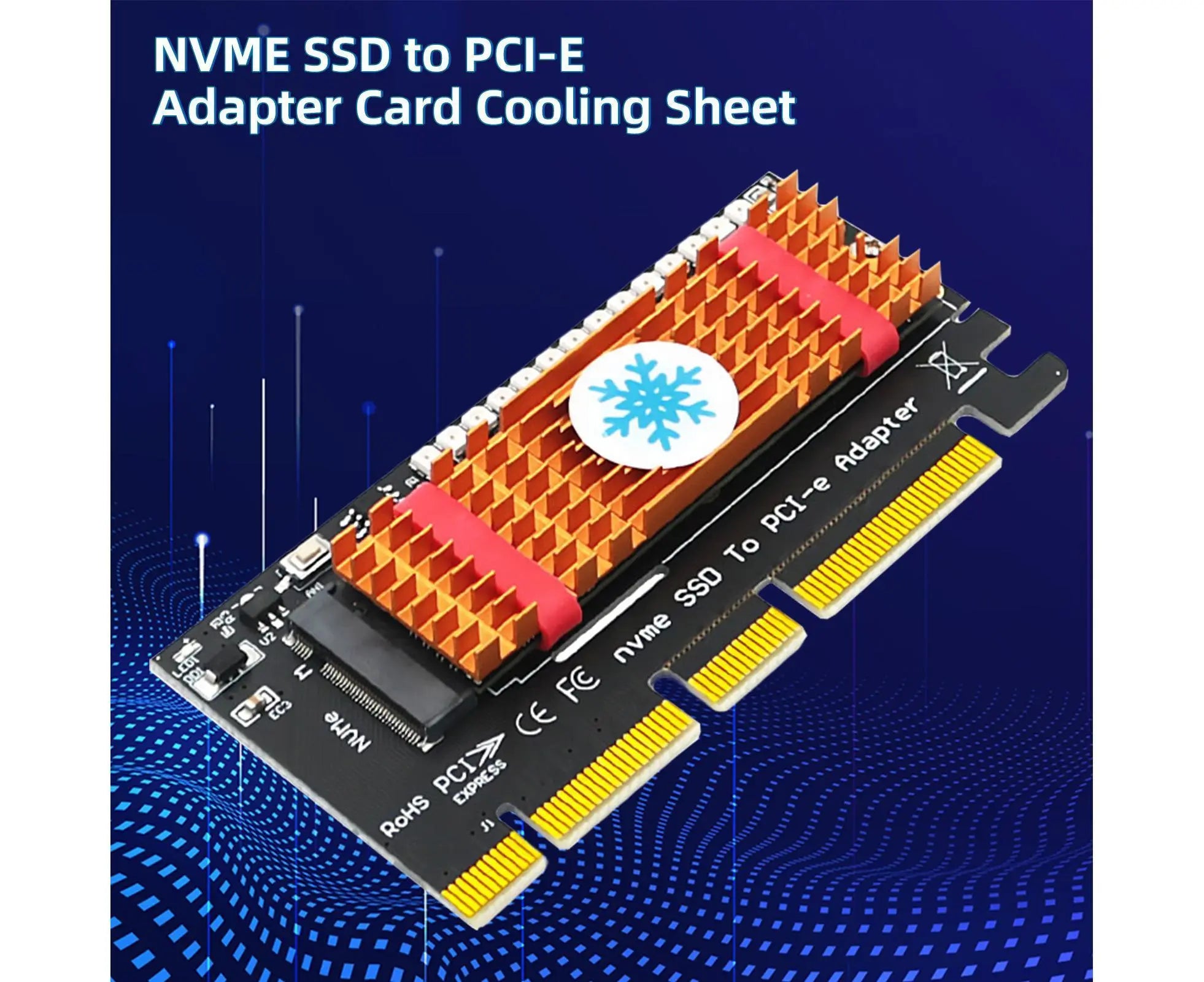 Converter Board Driver-free High Strength with Cool Light NVME SSD to PCI-E Adapter Card Cooling Sheet for Desktop Golden Wholesale Hub