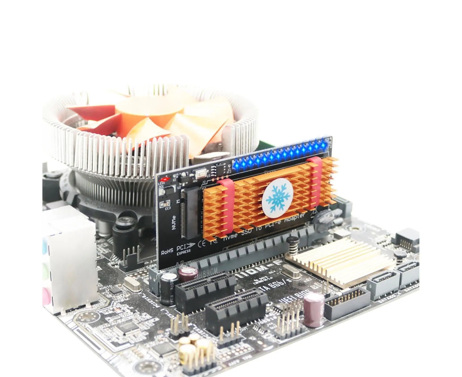 Converter Board Driver-free High Strength with Cool Light NVME SSD to PCI-E Adapter Card Cooling Sheet for Desktop Golden Wholesale Hub