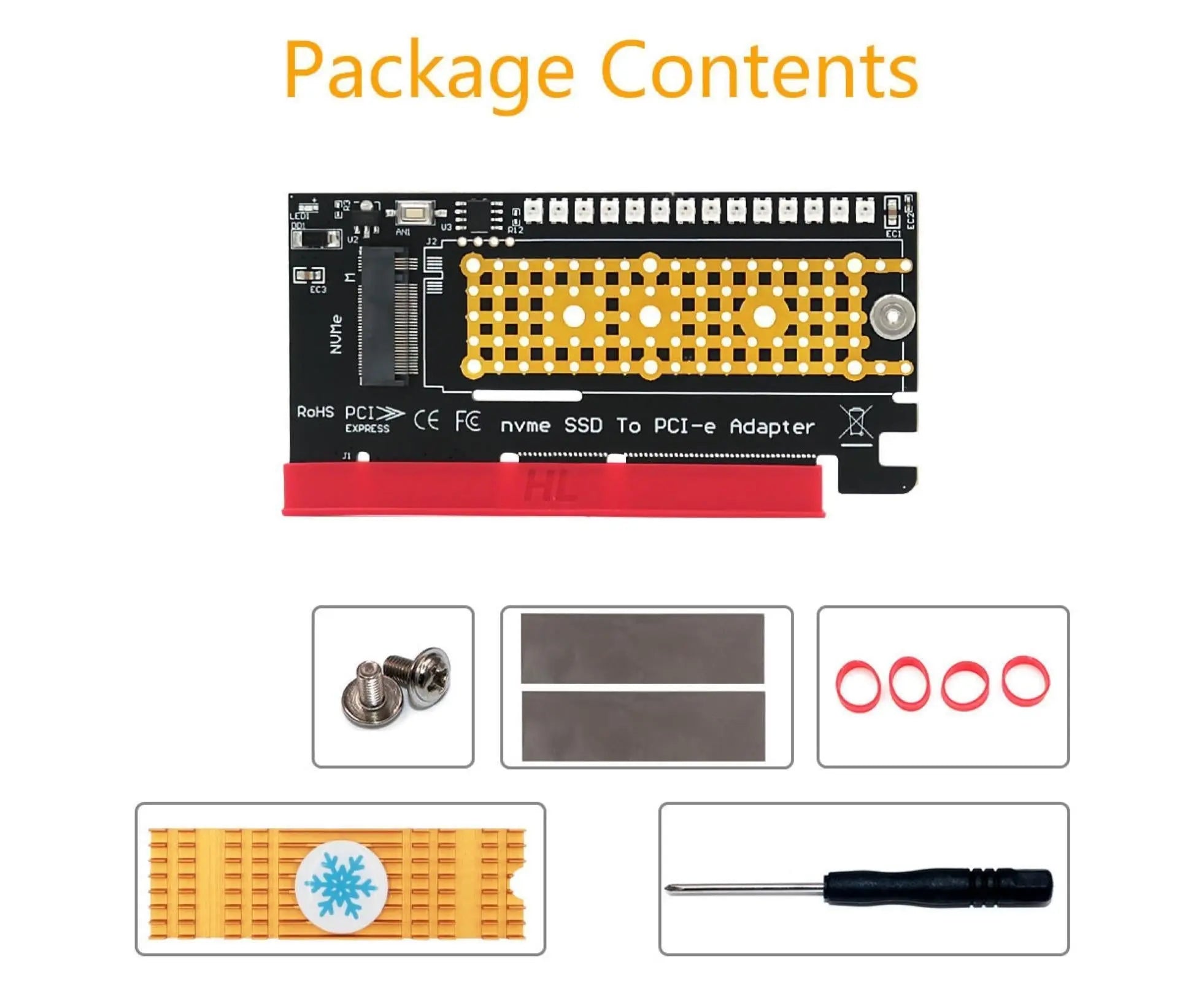Converter Board Driver-free High Strength with Cool Light NVME SSD to PCI-E Adapter Card Cooling Sheet for Desktop Golden Wholesale Hub