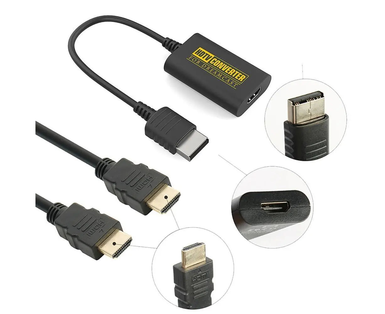 HDMI-compatible Adapter Converter for Sega Dreamcast DC Console HDMI-compatible/HD-Link Cable Wire Black Wholesale Hub