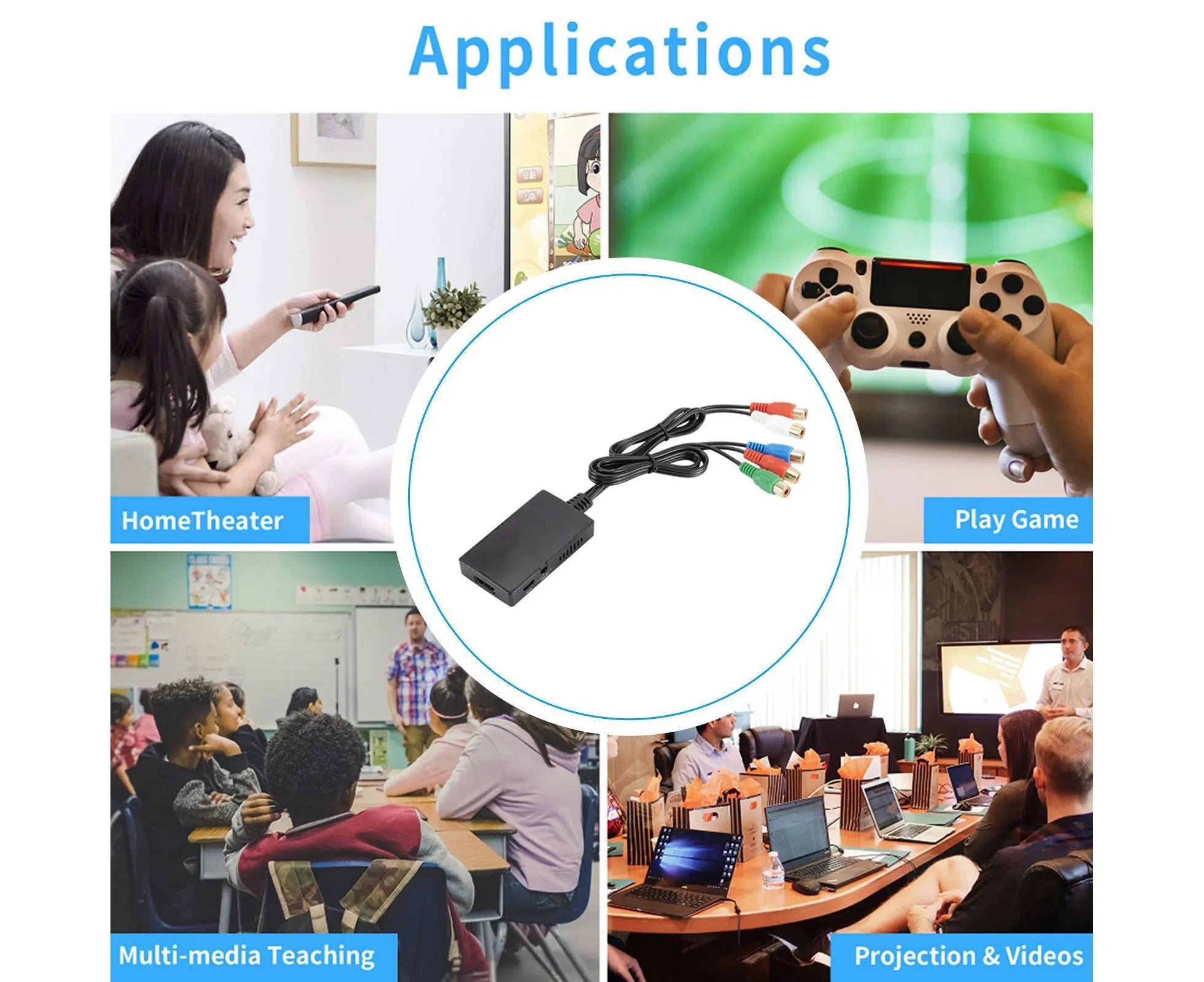 HDMI-compatible Converter No Distortion Portable Black Quick Transmission HDMI-compatible to YPBPR Converter for Projector Black Wholesale Hub