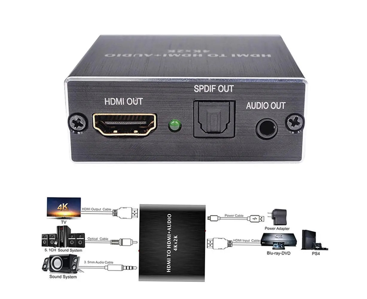 Portable 4Kx2K HDMI-compatible 1.4 Audio Splitter Extractor 5.1CH SPDIF Optical Converter Wholesale Hub