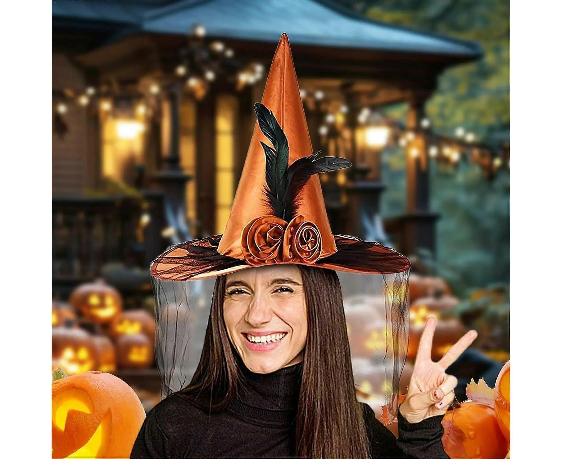 Witches Hats for Women, Cosplay Hats Halloween Hat, Wide Brim Hat, Hats with Half Veil Wholesale Hub