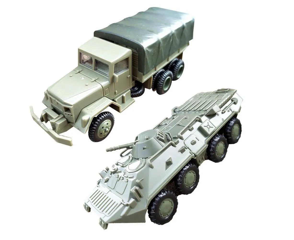2Pcs/Set 1/72 M35 Truck BTR-80 Cavalry Carrier Model DIY Assembly Craft Boy and Girls Toy Wholesale Hub