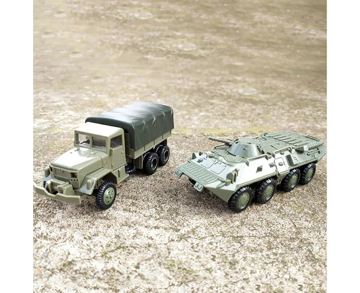 2Pcs/Set 1/72 M35 Truck BTR-80 Cavalry Carrier Model DIY Assembly Craft Boy and Girls Toy Wholesale Hub