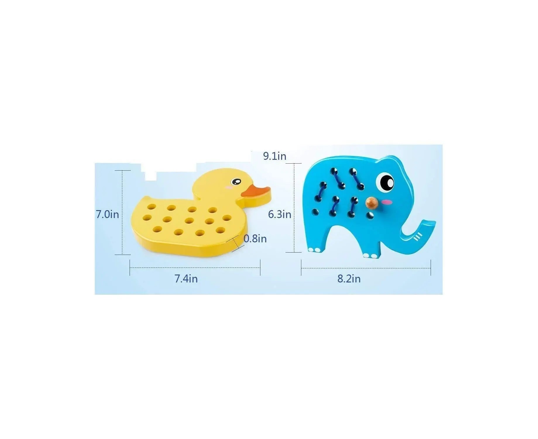 Wooden Lacing Duck And Elephant, 2Pcs Animals Fine Motor Skills Threading Toys, Airplane Car Travel Game Montessori Cognition Preschool Puzzle Gift For Yea Wholesale Hub