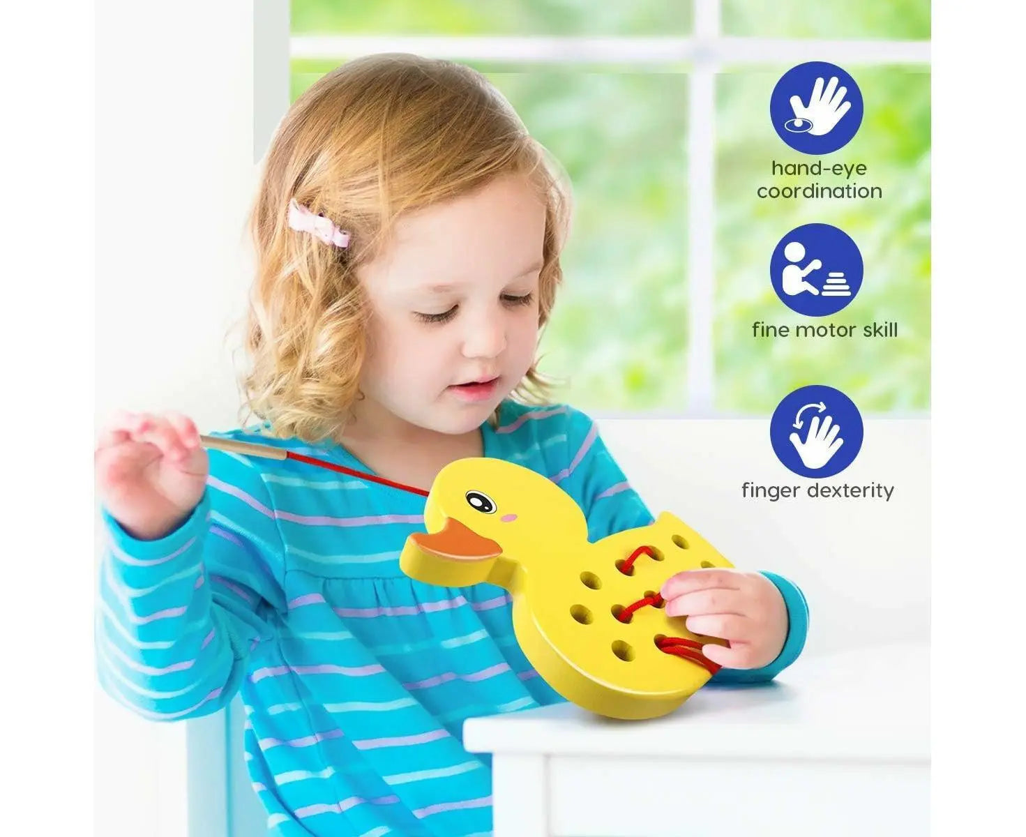 Wooden Lacing Duck And Elephant, 2Pcs Animals Fine Motor Skills Threading Toys, Airplane Car Travel Game Montessori Cognition Preschool Puzzle Gift For Yea Wholesale Hub