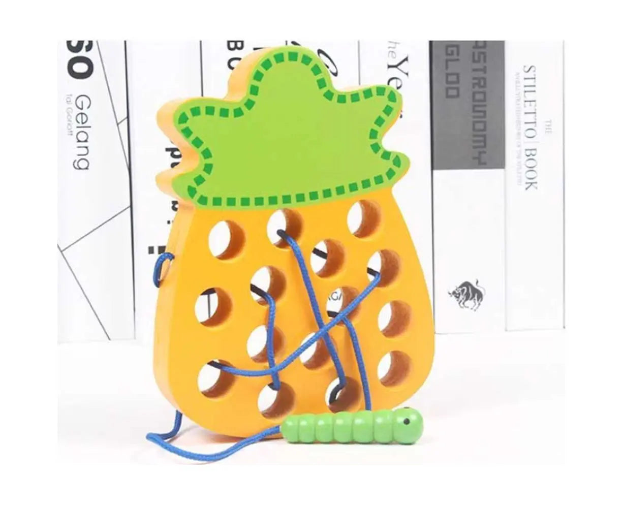 Wooden Lacing Watermelon Threading Toys Wood Block Puzzle Travel Game Early Learning Gift Wholesale Hub