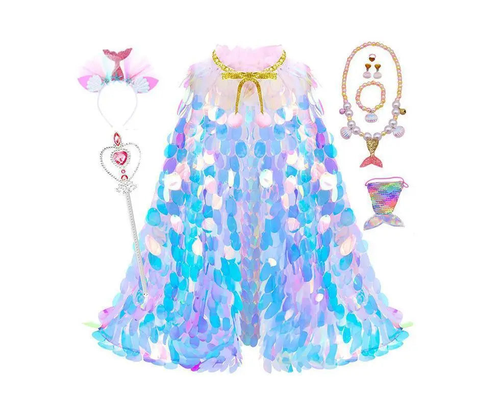 9Pcs Princess Dress-Up Clothes Mermaid Dress-Up Cape Kit Wholesale Hub
