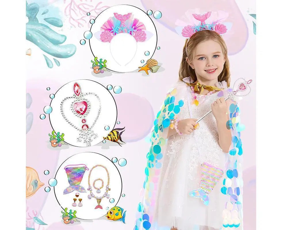 9Pcs Princess Dress-Up Clothes Mermaid Dress-Up Cape Kit Wholesale Hub