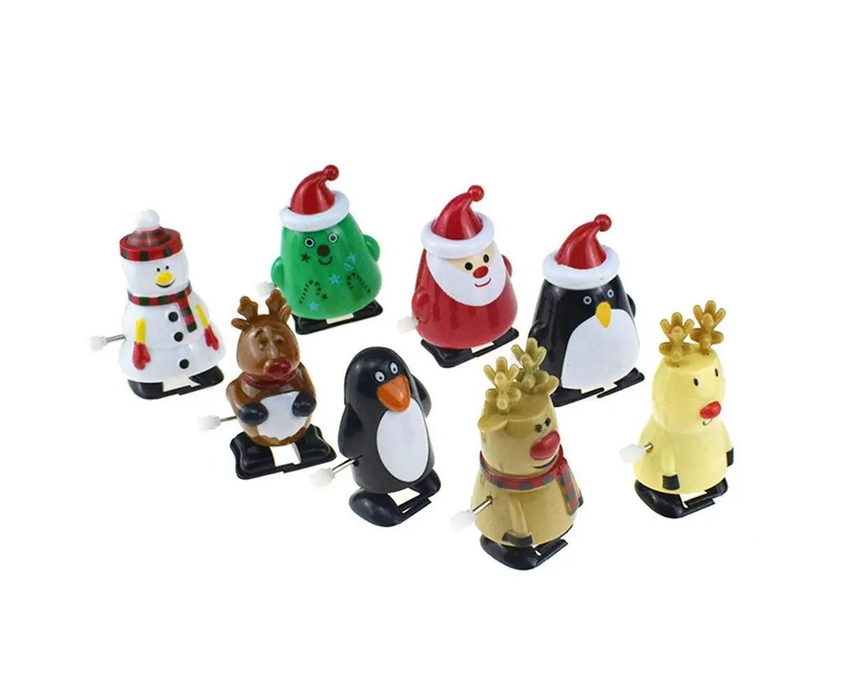8pcs Christmas Wind Up Toys Penguin Christmas Tree Santa Claus Snowman Elk Clockwork Toys Figure Ornaments Party Supplies Favors Wholesale Hub