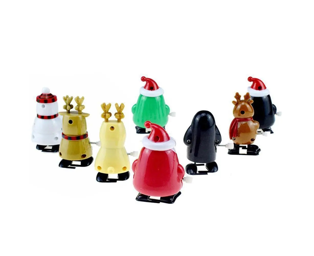8pcs Christmas Wind Up Toys Penguin Christmas Tree Santa Claus Snowman Elk Clockwork Toys Figure Ornaments Party Supplies Favors Wholesale Hub