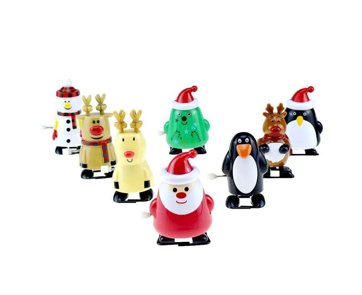 8pcs Christmas Wind Up Toys Penguin Christmas Tree Santa Claus Snowman Elk Clockwork Toys Figure Ornaments Party Supplies Favors Wholesale Hub