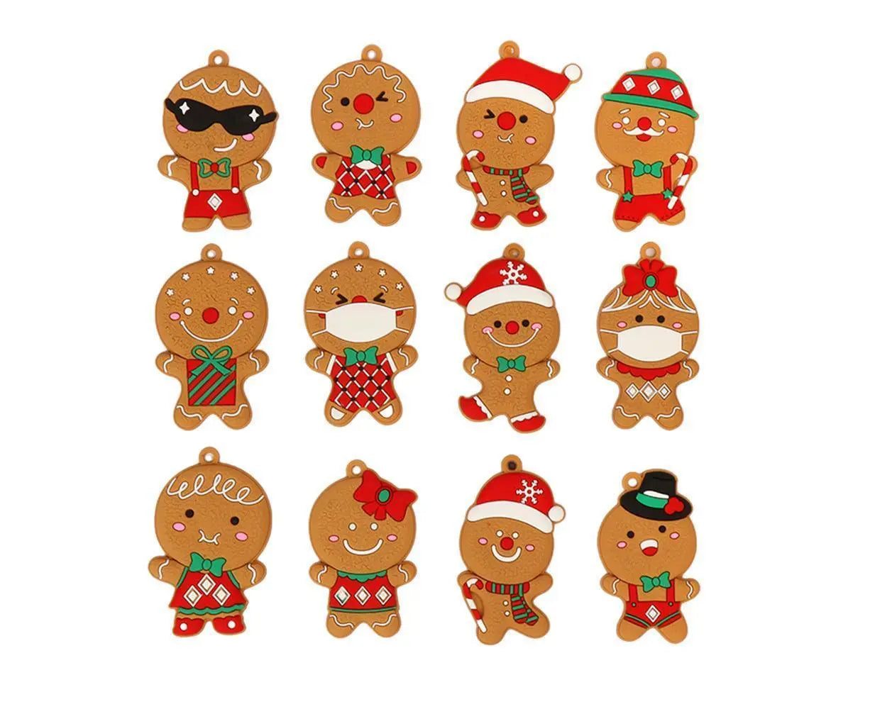 12Pcs Gingerbread Man Christmas Tree Hanging Pendants Cute Christmas Party Ornaments Wholesale Hub