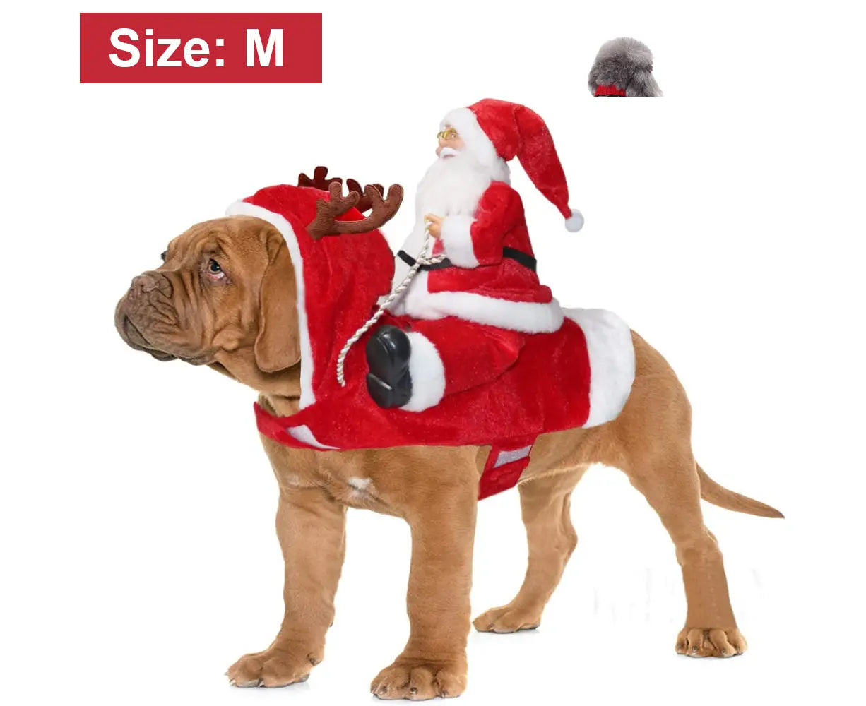 Santa Dog Costume Christmas Pet Clothes Santa Claus Riding Pet Costumes Party Dressing Up Dogs Cats Outfit For Small Medium Dogs Cats Wholesale Hub