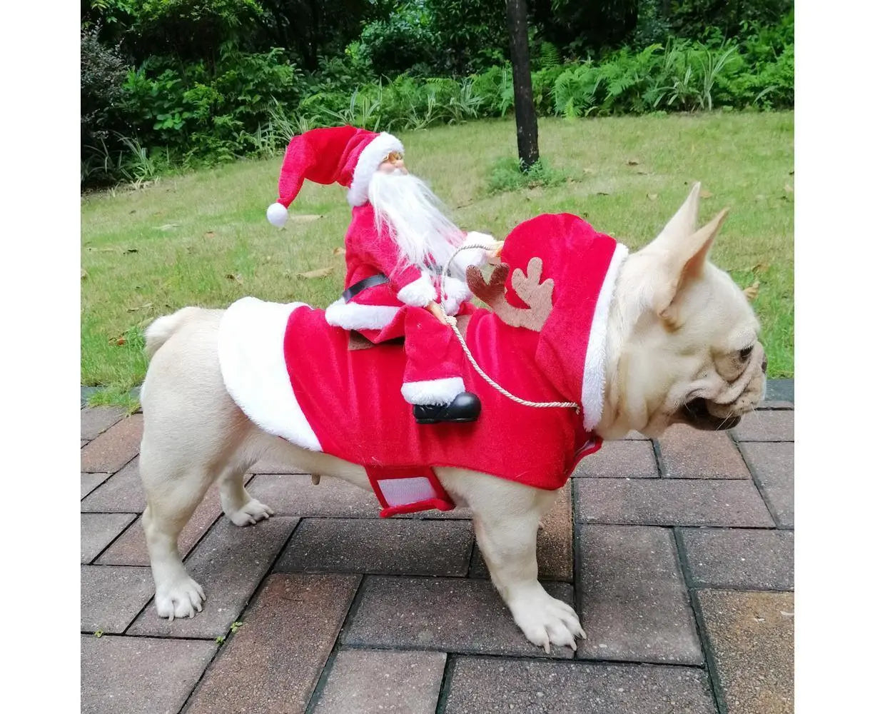 Santa Dog Costume Christmas Pet Clothes Santa Claus Riding Pet Costumes Party Dressing Up Dogs Cats Outfit For Small Medium Dogs Cats Wholesale Hub