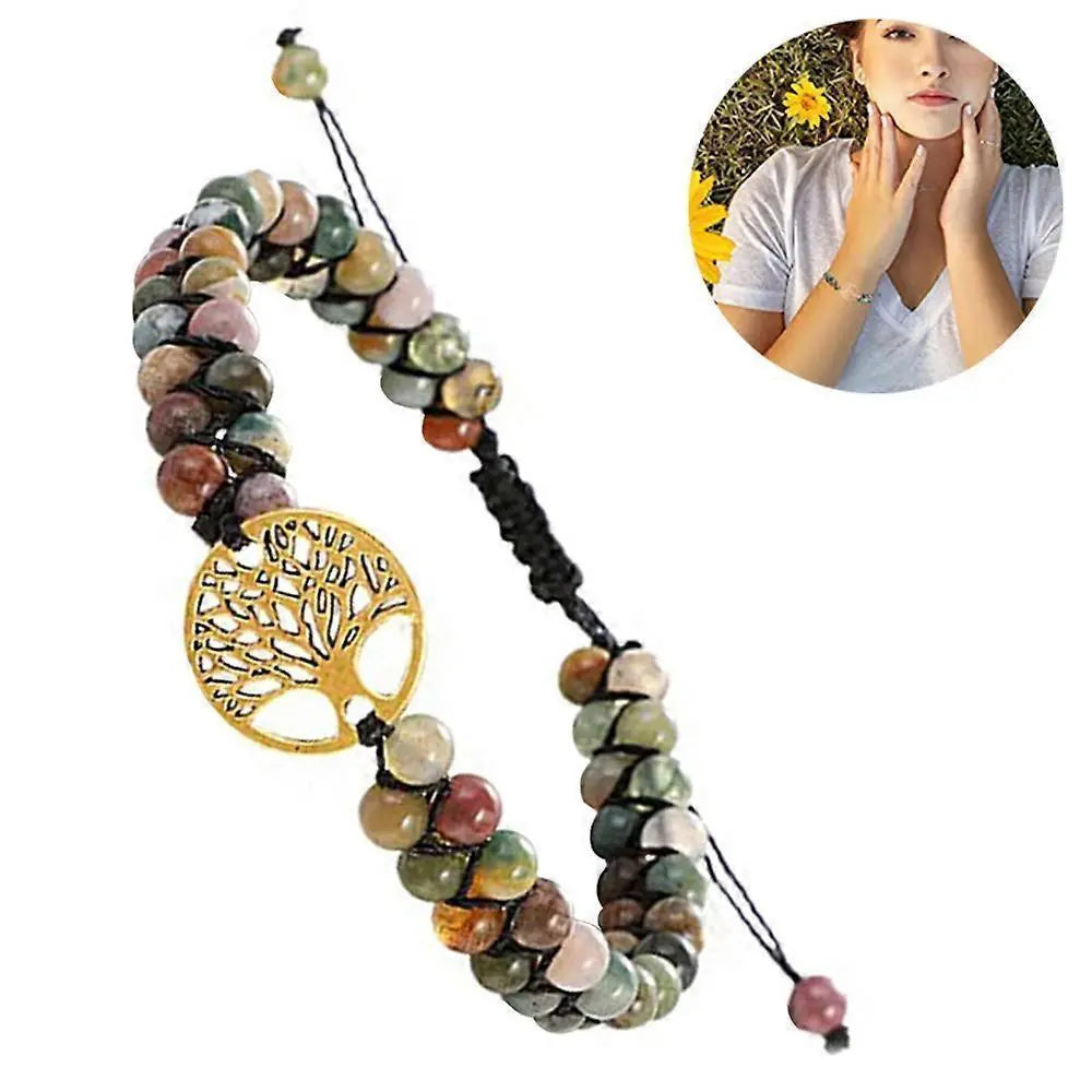 Healing Crystal Bracelets for Women Natural Gemstone Yoga Reiki Chakras Beads Anxiety Tree of Life Lucky Charm Braided Bracelet Adjustable Jewelry Wholesale Hub