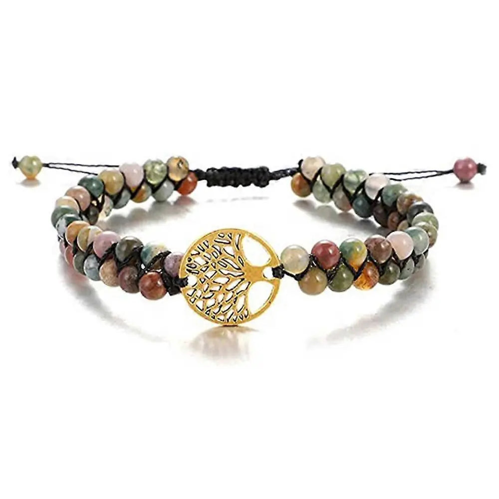 Healing Crystal Bracelets for Women Natural Gemstone Yoga Reiki Chakras Beads Anxiety Tree of Life Lucky Charm Braided Bracelet Adjustable Jewelry Wholesale Hub