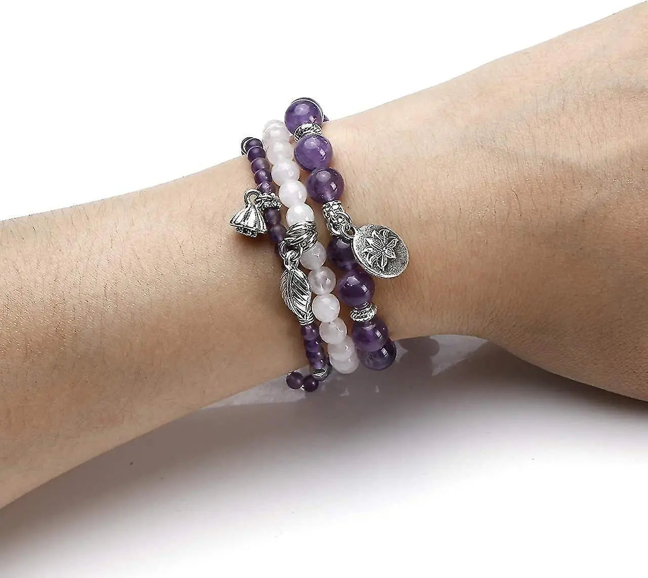 3pcs Amethyst Rose Quartz Crystal Beaded Chakra Bracelet Natural Healing Energy Lotus Charm Beads Stone Reiki Stackable Stretch Bracelets Set Wholesale Hub