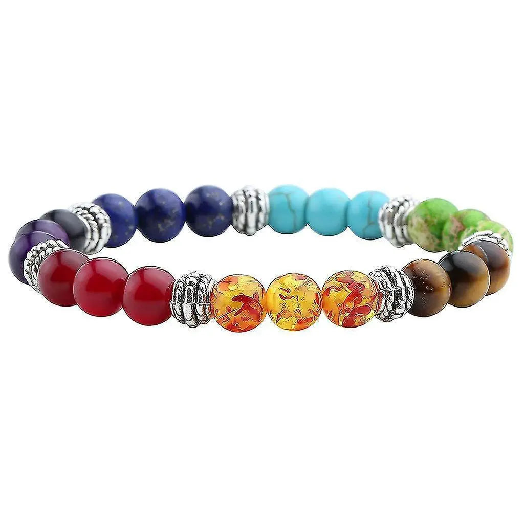 7 Chakra Crystals Gemstones Healing Beads Bracelet Women Natural Stone Yoga Reiki Balancing Mala Meditation Beaded Wholesale Hub