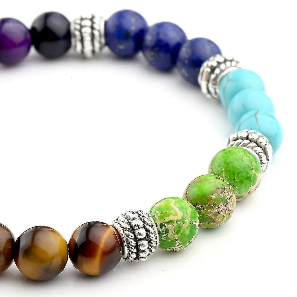 7 Chakra Crystals Gemstones Healing Beads Bracelet Women Natural Stone Yoga Reiki Balancing Mala Meditation Beaded Wholesale Hub
