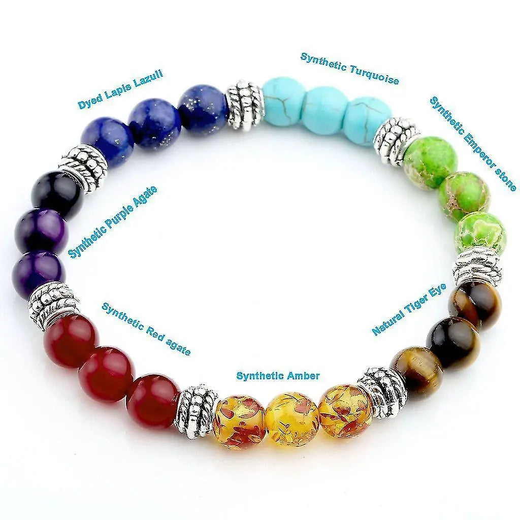 7 Chakra Crystals Gemstones Healing Beads Bracelet Women Natural Stone Yoga Reiki Balancing Mala Meditation Beaded Wholesale Hub