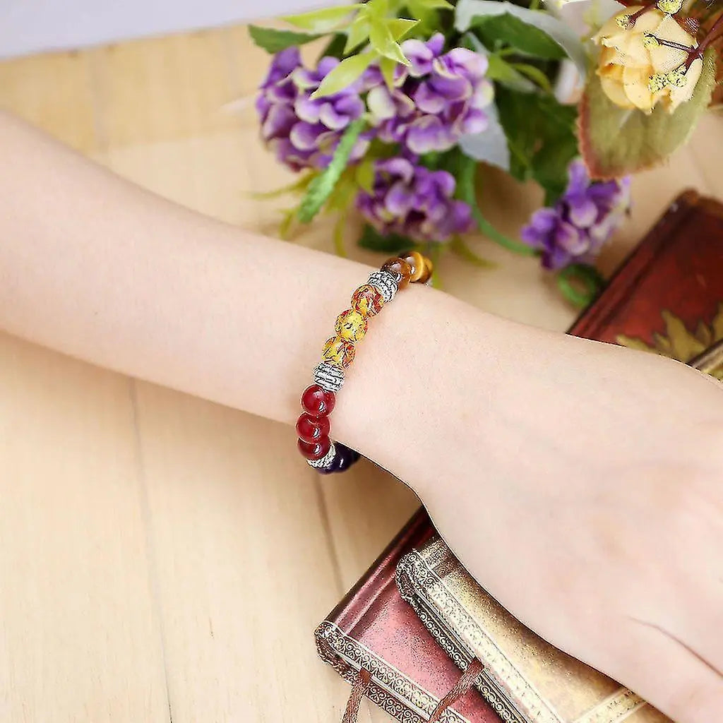 7 Chakra Crystals Gemstones Healing Beads Bracelet Women Natural Stone Yoga Reiki Balancing Mala Meditation Beaded Wholesale Hub