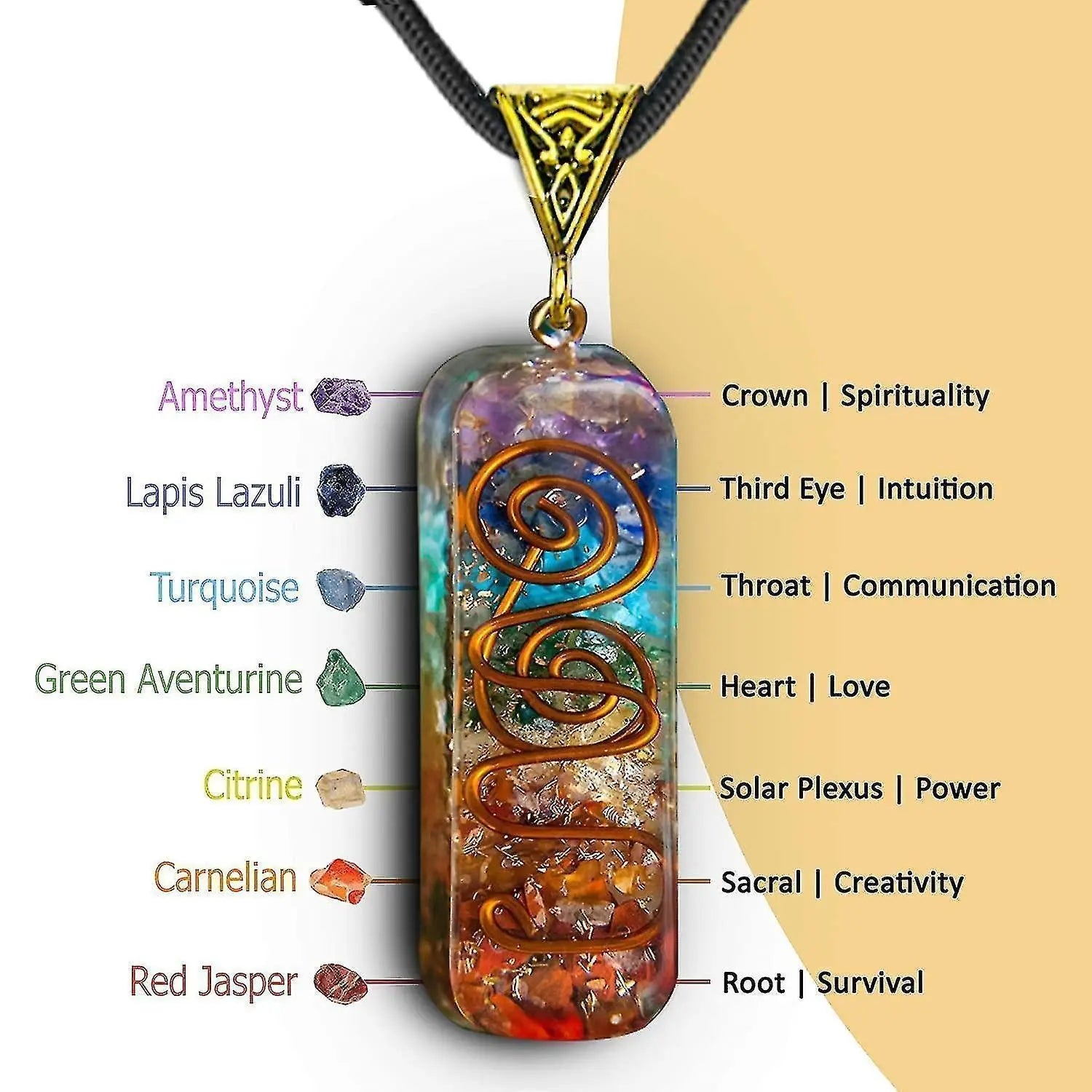 Necklace Handmade Healing Orgone Pendant Crystal Necklace Spiritual With Adjustable Cord For Men Women Positive Energy, Meditation Wholesale Hub