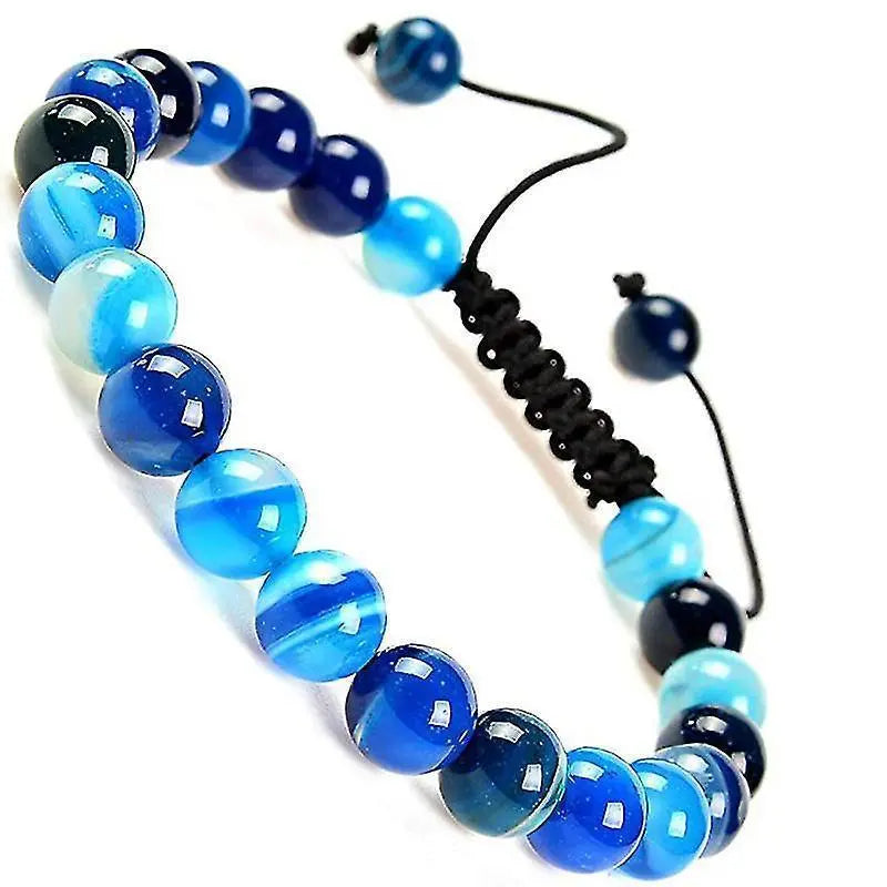Natural Healing Power Gemstone Crystal Beads Unisex Adjustable Macrame Bracelets 8mm Wholesale Hub