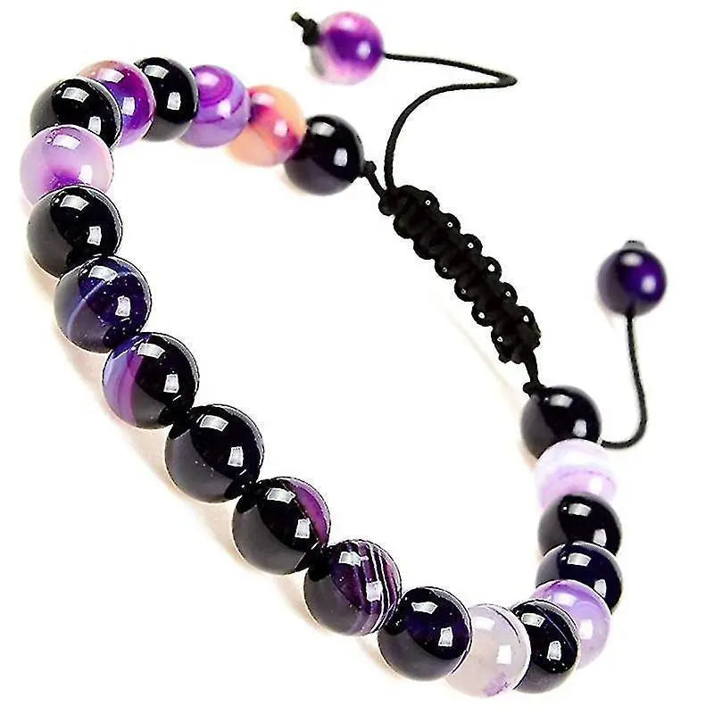 Natural Healing Power Gemstone Crystal Beads Unisex Adjustable Macrame Bracelets 8mm Wholesale Hub