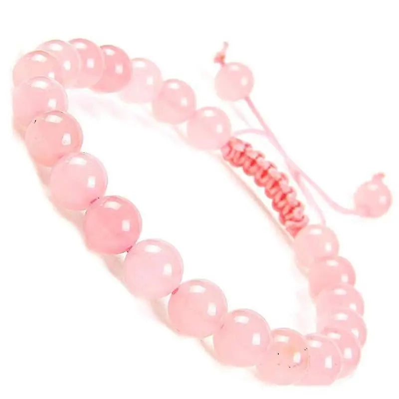 Natural Healing Power Gemstone Crystal Beads Unisex Adjustable Macrame Bracelets 8mm Wholesale Hub
