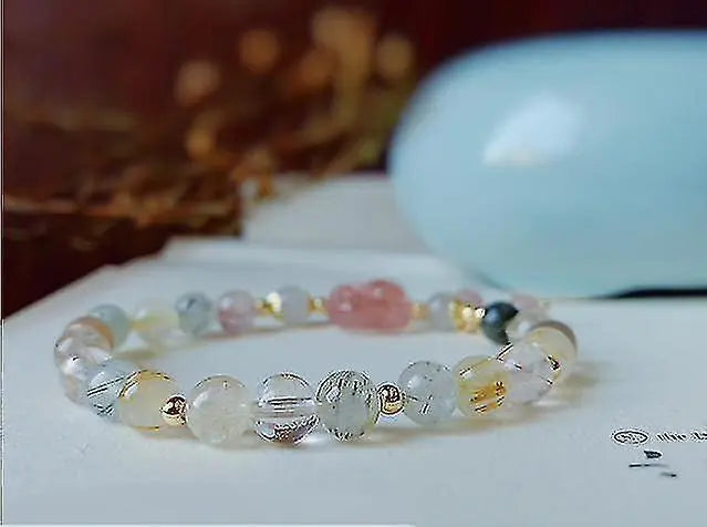 Natural Pink Strawberry Crystal Cat's Claw Pendant Tassel Bracelet Wholesale Hub