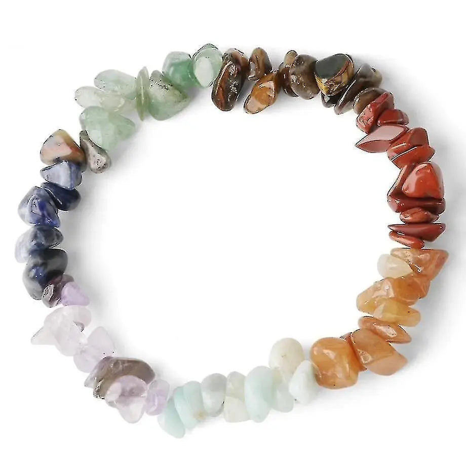 Natural Stone 7-chakra Chip Beads Healing Crystal Bracelet Wholesale Hub