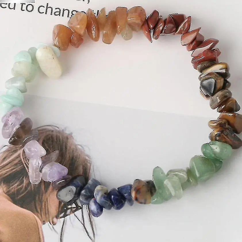Natural Stone 7-chakra Chip Beads Healing Crystal Bracelet Wholesale Hub