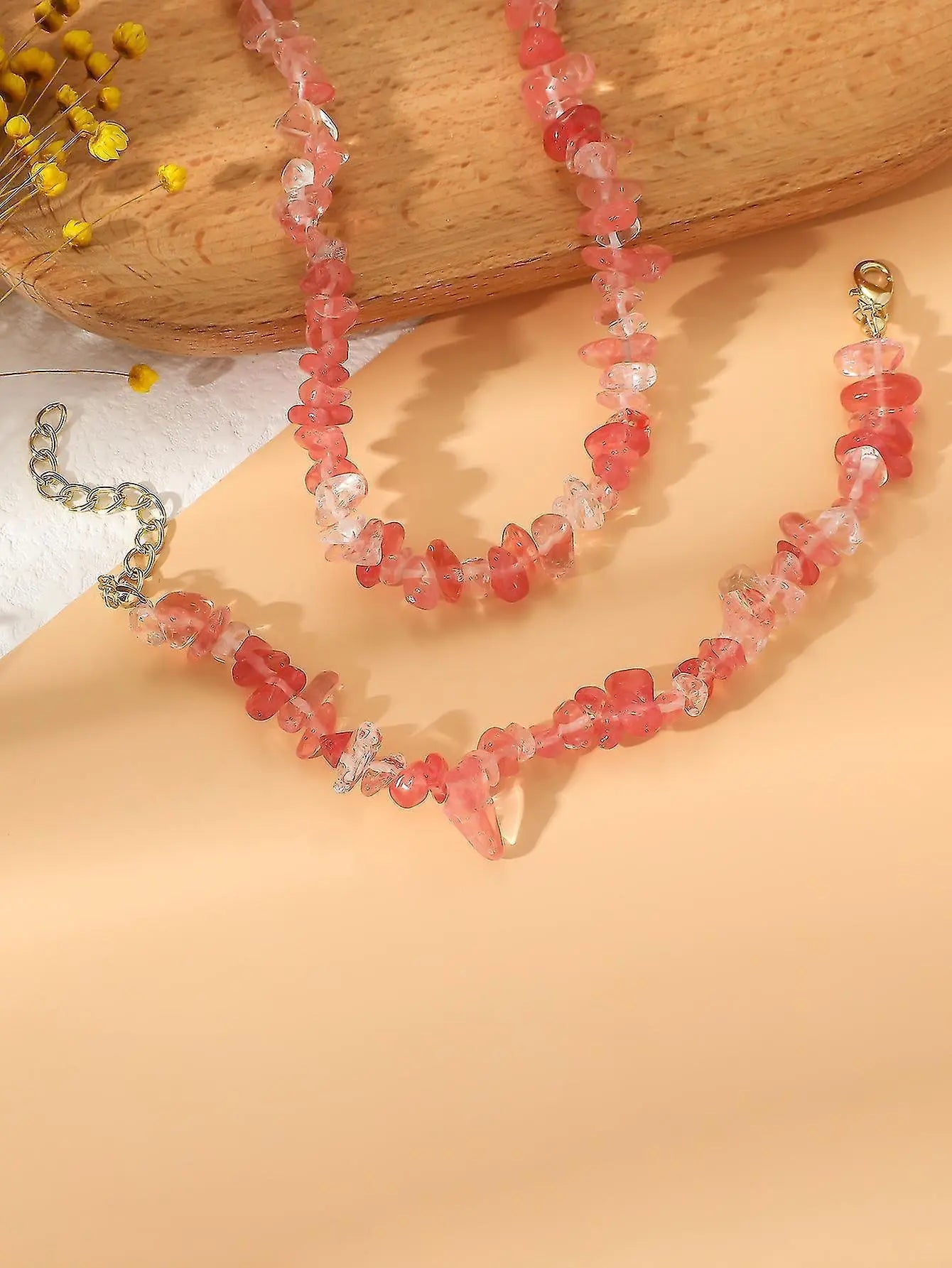 Pink Crystal Beaded Natural Stone Bracelet Wholesale Hub