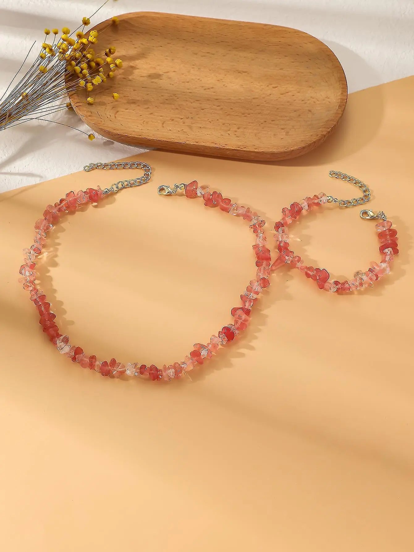 Pink Crystal Beaded Natural Stone Bracelet Wholesale Hub