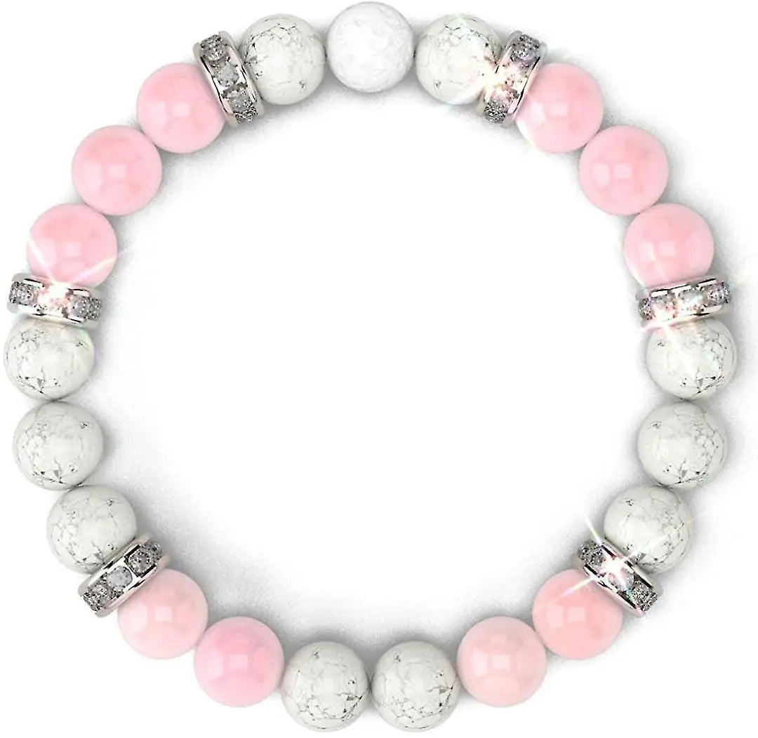 Women's Rose Quartz Bracelet Rose Quartz Crystal + White Lava Aromatherapy Crystal Stone Wholesale Hub