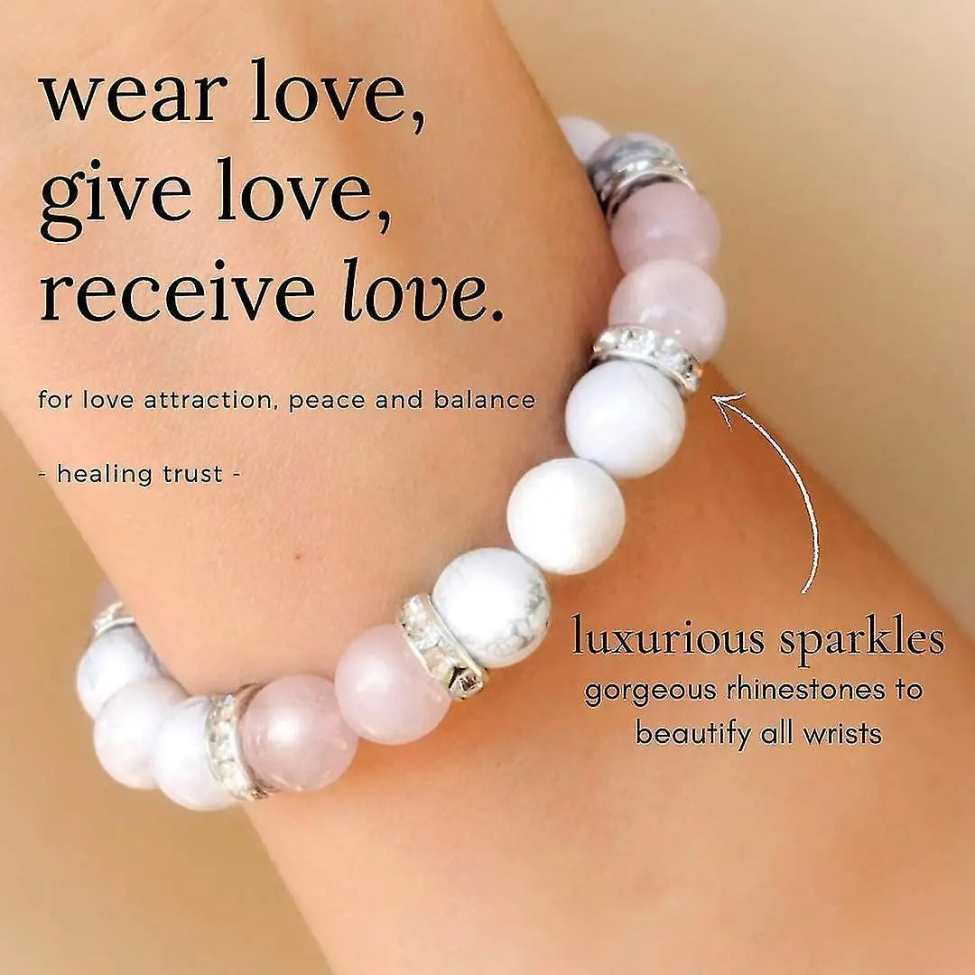 Women's Rose Quartz Bracelet Rose Quartz Crystal + White Lava Aromatherapy Crystal Stone Wholesale Hub
