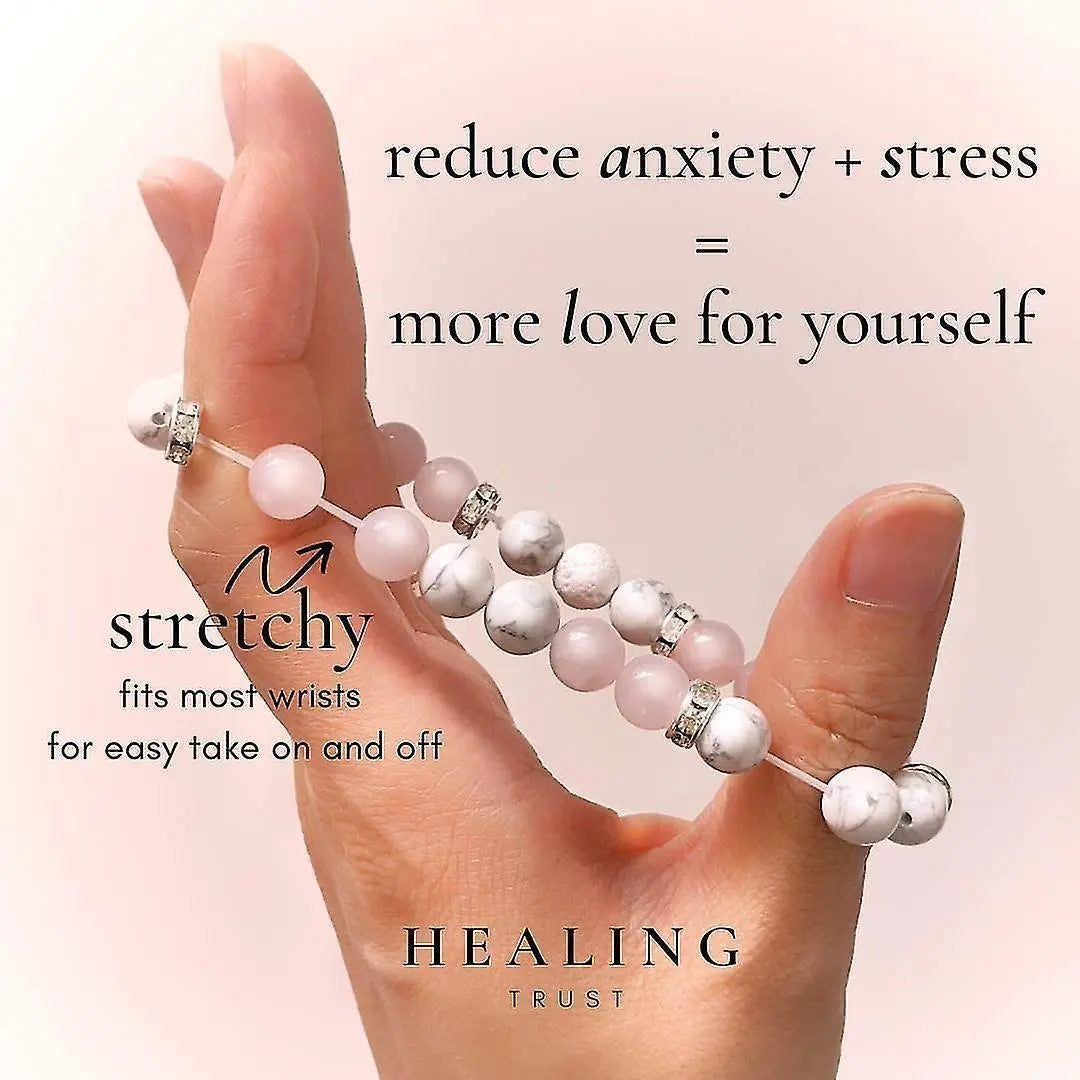 Women's Rose Quartz Bracelet Rose Quartz Crystal + White Lava Aromatherapy Crystal Stone Wholesale Hub