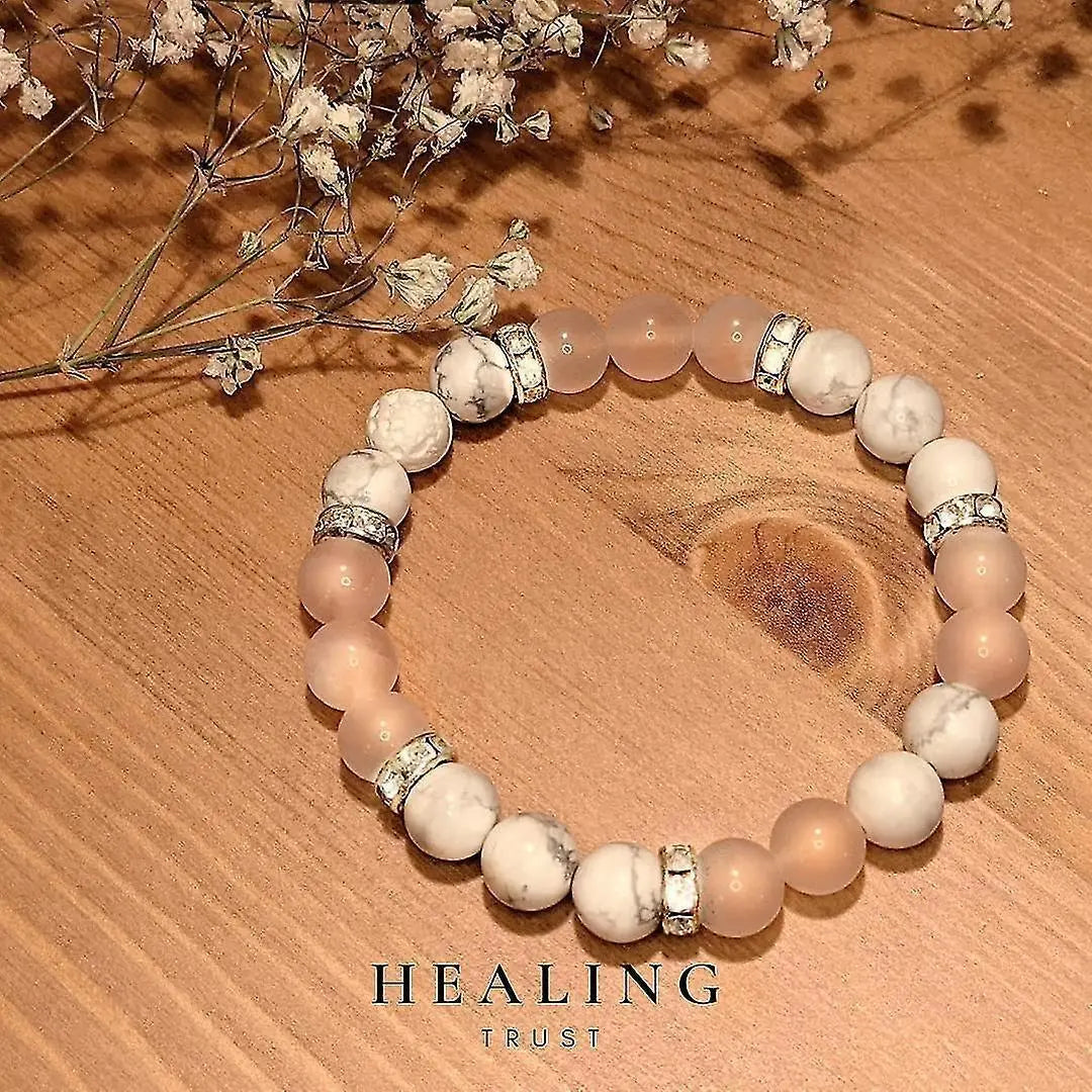 Women's Rose Quartz Bracelet Rose Quartz Crystal + White Lava Aromatherapy Crystal Stone Wholesale Hub