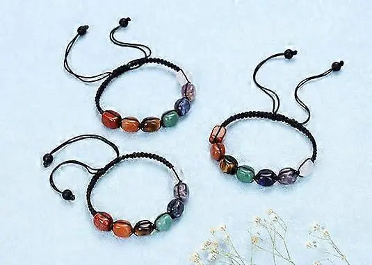 Healing Crystal Bead Bracelet Women Natural Gemstones Yoga Reiki Chakras Stone Beads Anxiety Braided Bracelet Adjustable Jewelry Men Gifts Wholesale Hub