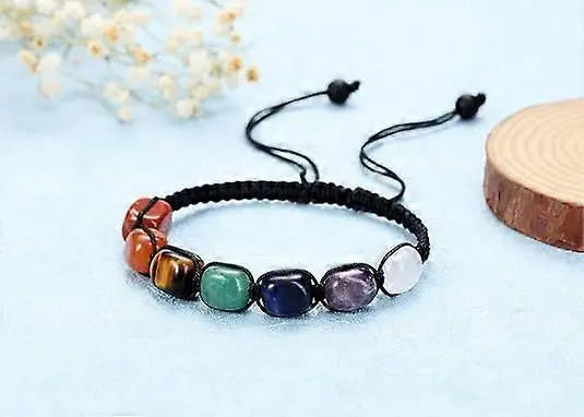 Healing Crystal Bead Bracelet Women Natural Gemstones Yoga Reiki Chakras Stone Beads Anxiety Braided Bracelet Adjustable Jewelry Men Gifts Wholesale Hub