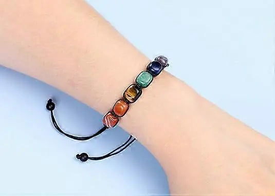 Healing Crystal Bead Bracelet Women Natural Gemstones Yoga Reiki Chakras Stone Beads Anxiety Braided Bracelet Adjustable Jewelry Men Gifts Wholesale Hub