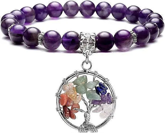 Healing Crystals Beaded Bracelet 7 Chakra Yoga Meditation Stone Bracelets Tree of Life Stretch Bracelet for Women Girls Wholesale Hub