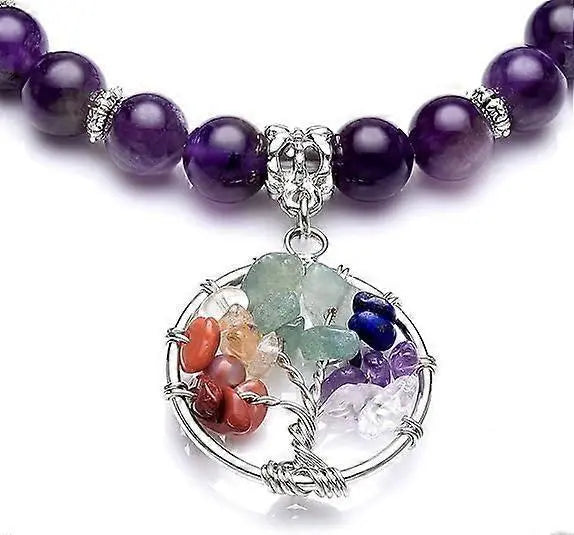 Healing Crystals Beaded Bracelet 7 Chakra Yoga Meditation Stone Bracelets Tree of Life Stretch Bracelet for Women Girls Wholesale Hub