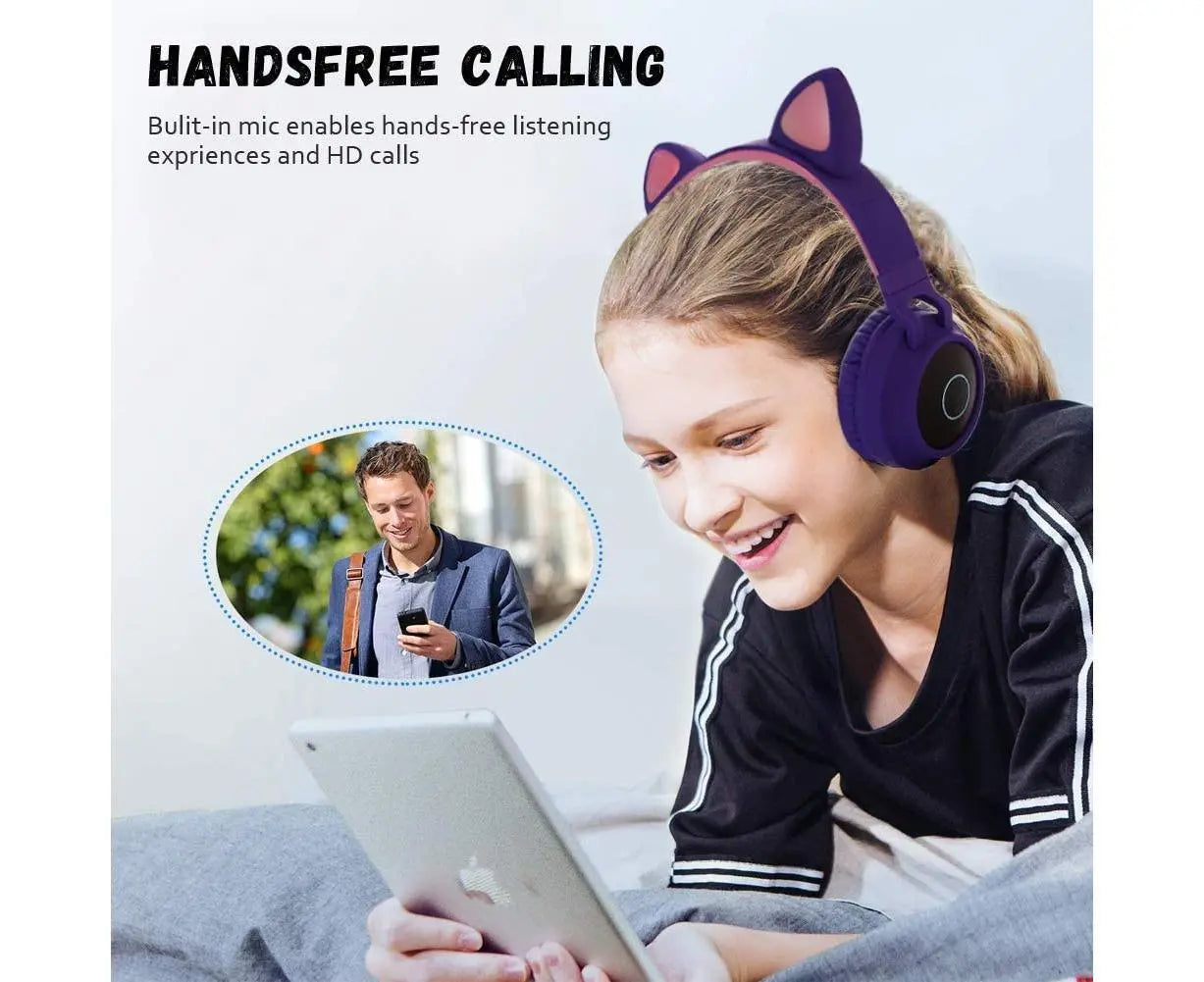 babies Bluetooth Cat Ear Headphones Foldable Stereo Wireless Headphones Wholesale Hub