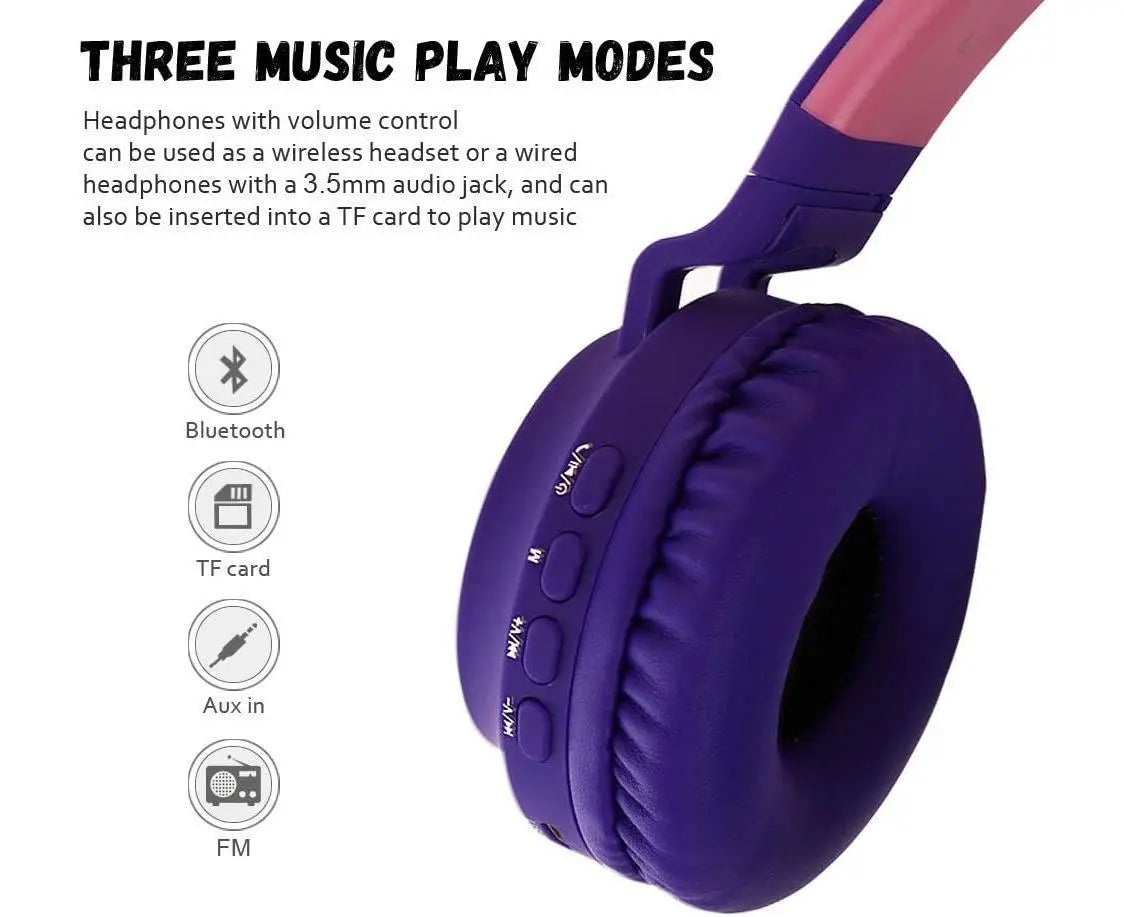 babies Bluetooth Cat Ear Headphones Foldable Stereo Wireless Headphones Wholesale Hub
